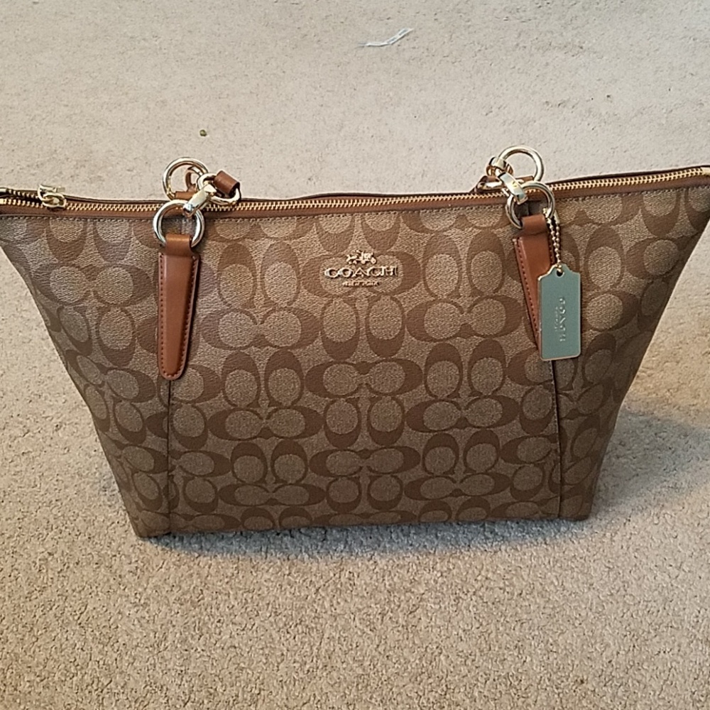 Coach Ava tote F58318 signature  light khaki beige